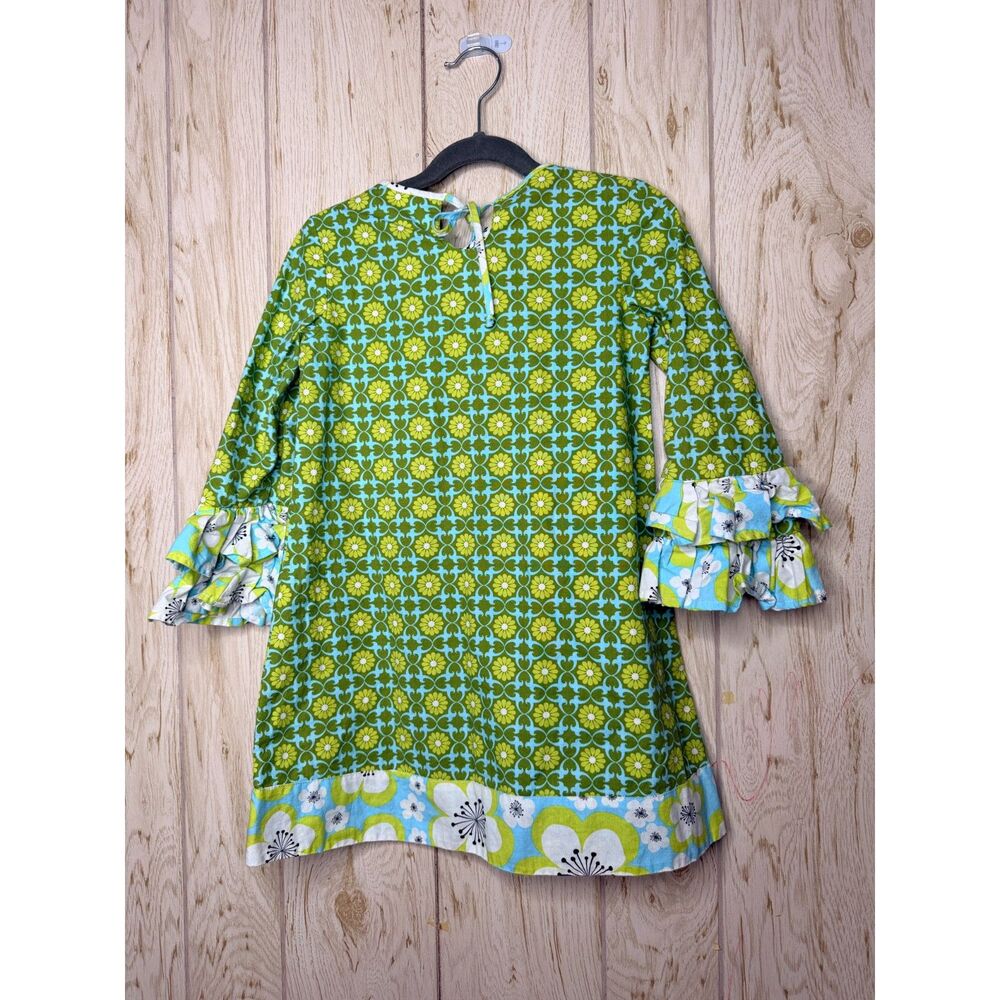 Smockadot Green Floral Ruffle Sleeve Dress 6